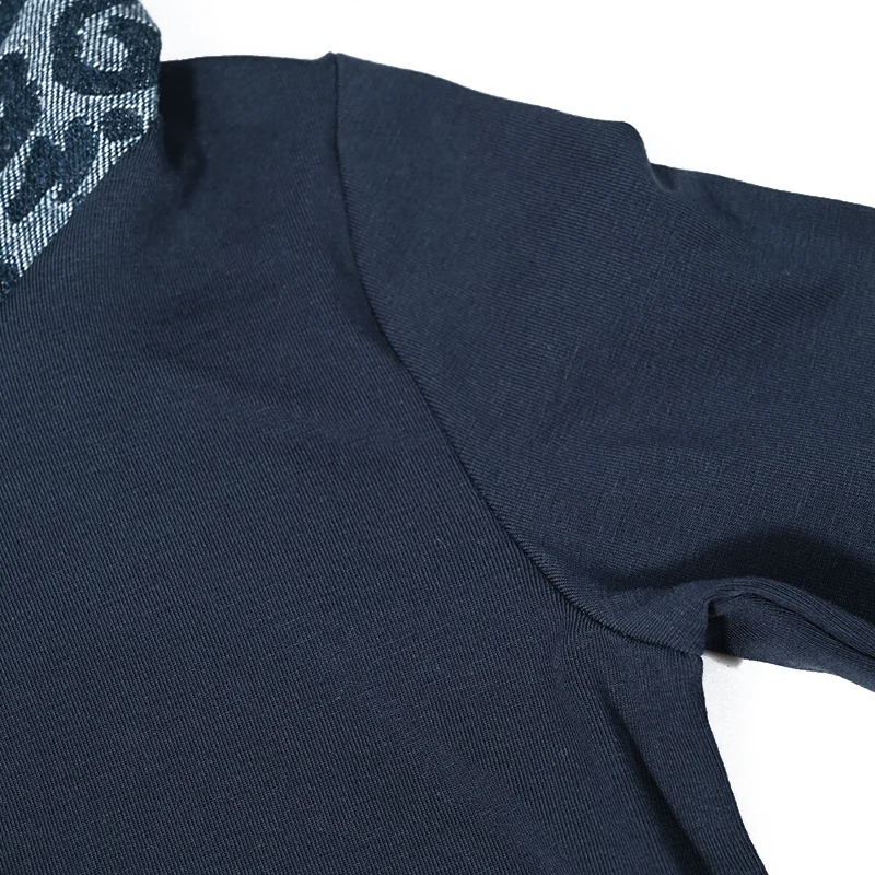 Blue Leopard Denim Children Set Long Sleeve Top Shirt Outfit Denim Washed Cotton/Spandex Dress Leopard Hoodie and Raw Edge Patch