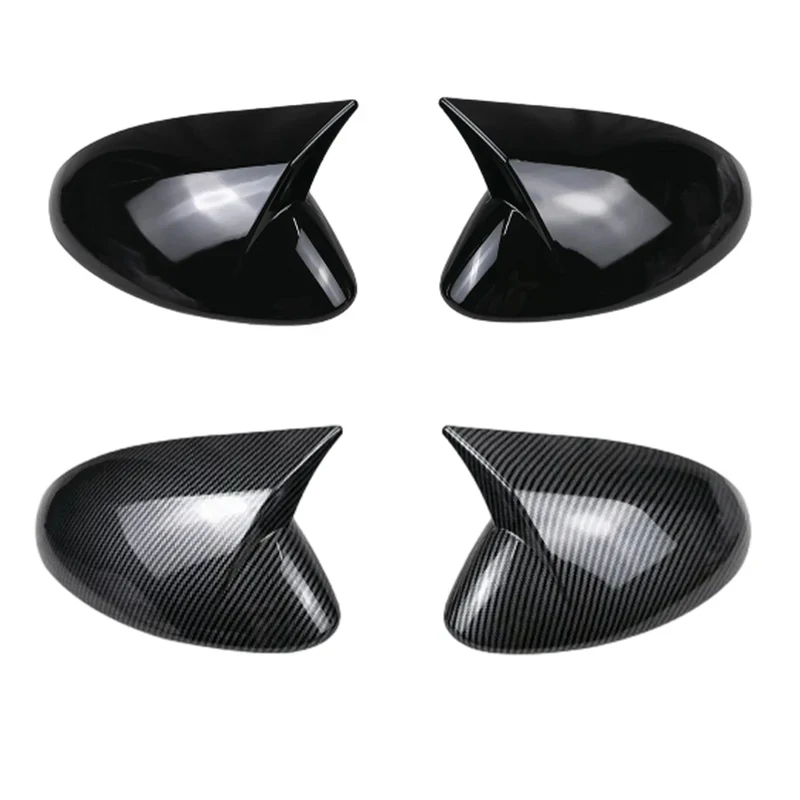 

2Pcs Glossy Black & Carbon Fiber Look Mirror Cover, Stick-On Exterior Styling Parts