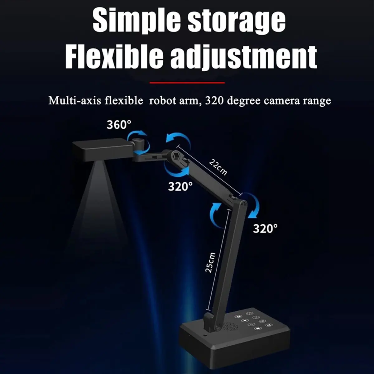[ABPO] 4K USB Document Camera 16MP Webcam Visualiser Image Invert Foldable for Live Demo Web Conferencing
