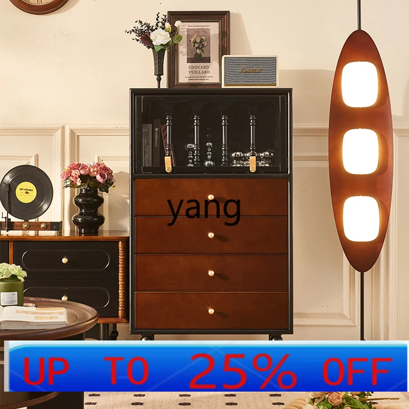 

LTT French retro solid wood four-chest cabinet medium and antique small apartment living room dining side cabinet