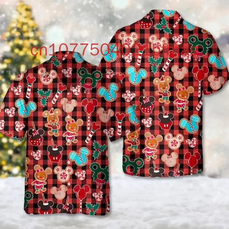 Mickey Gingerbread Christmas Hawaii Shirt ,Mouse Xmas Button Up Shirt ,Mouse Gingerbread 3D All Over Print Shirt