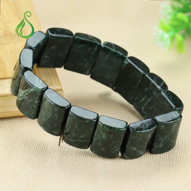 Natural Green Jade Bracelet Wide Bangle Men Women Fine Jewelry Genuine Chinese Medicine King Stone Magnetic Health Jade Bracelet