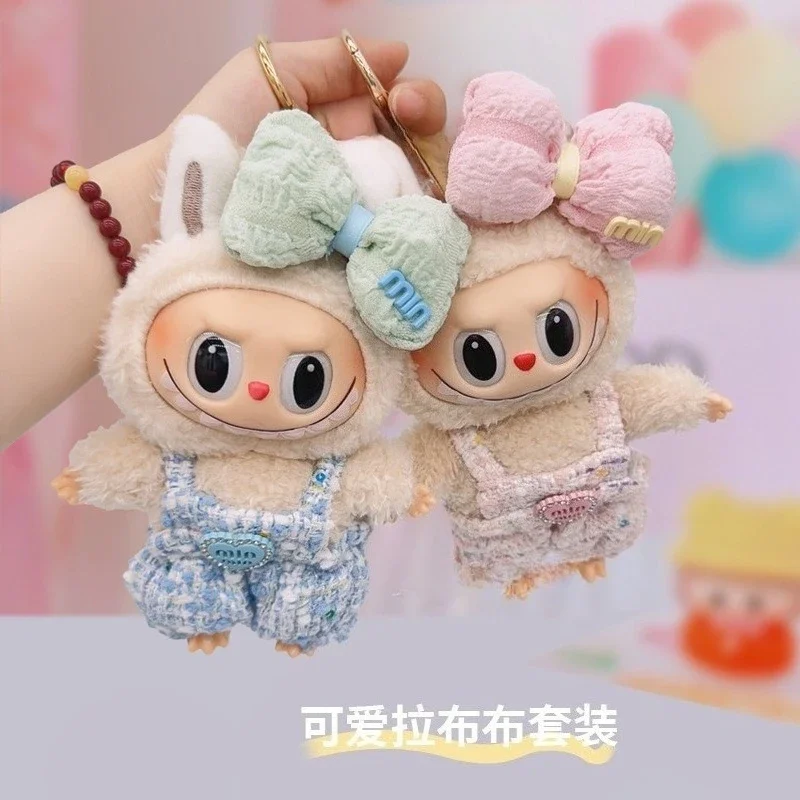 

New baby clothes cute rabub clothes set min overalls bow hair accessories creative doll replacement