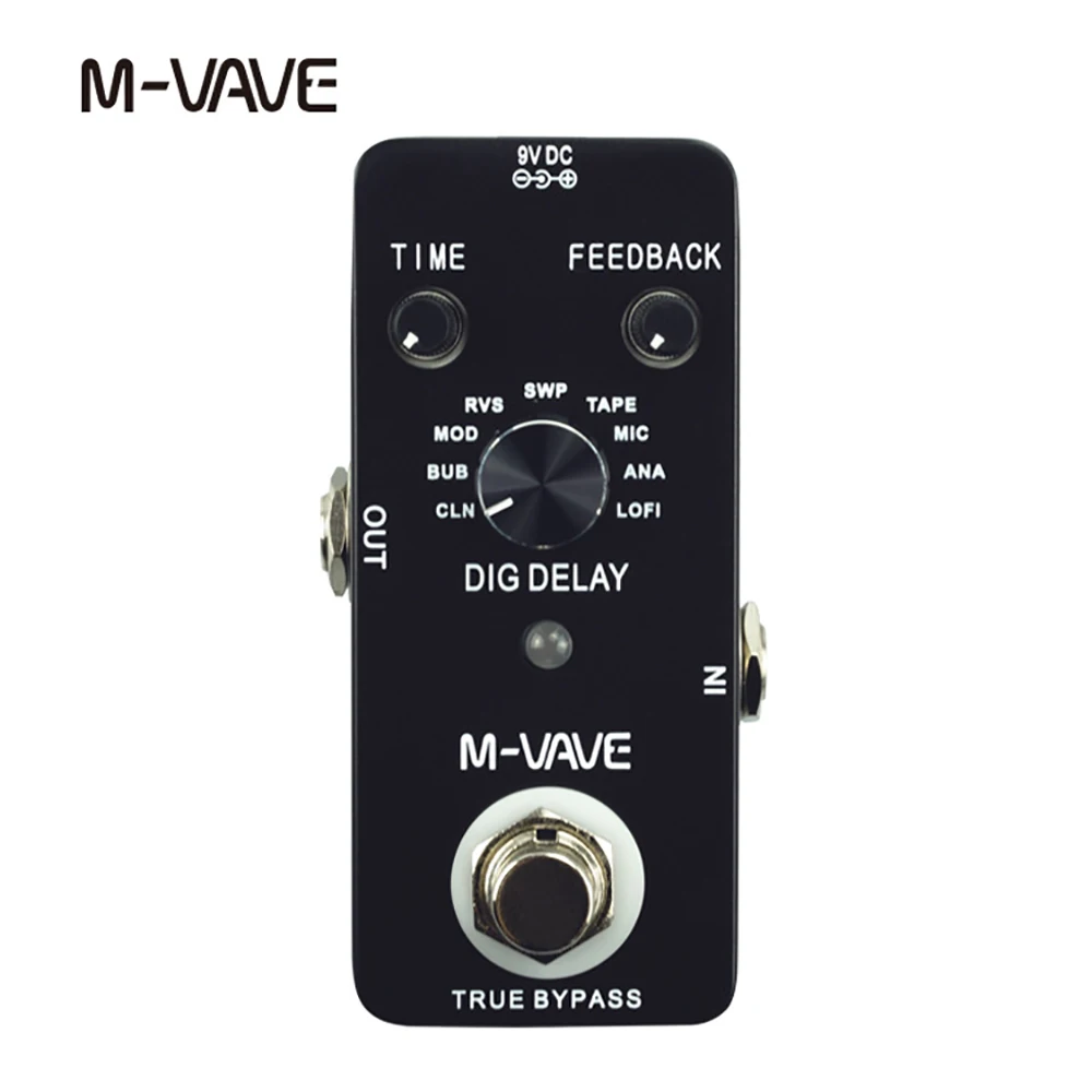 

M-VAVE Digital Guitar Effect Pedal DIG DELAY Pedal with 9 Delay Effects True Bypass Full Metal Shell Pedal Effects Processors