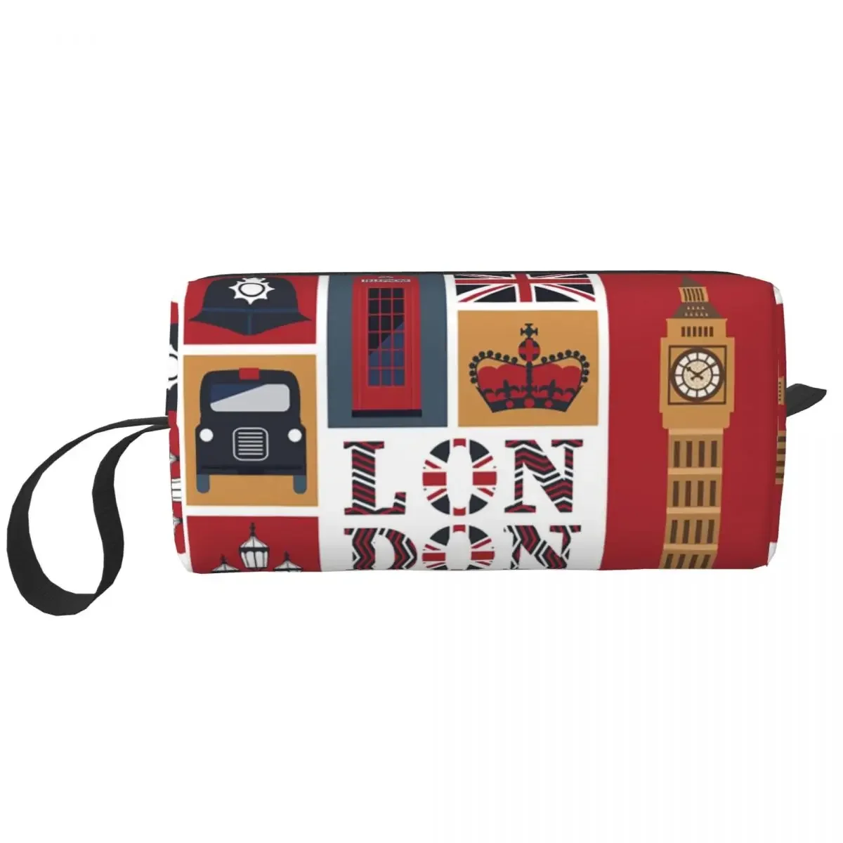 Vintage London Red Bus Telephone Booth Cosmetic Bag Cute Large Capacity British Style Makeup Case Beauty Storage Toiletry Bags