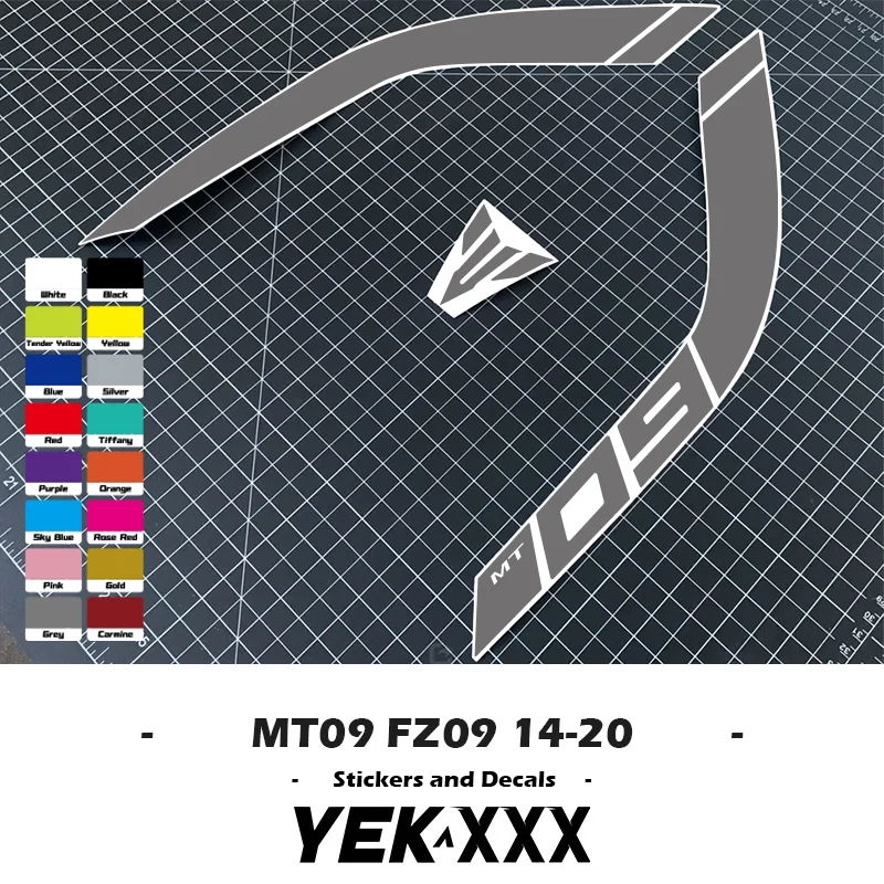 Pour YAMAHA MT09 FZ09 2014-2020 Autocollant Moto Carburant Précieux Courbe Creux Autocollant Décalque Document Personnalisé MT-09 FZ-09 14-20