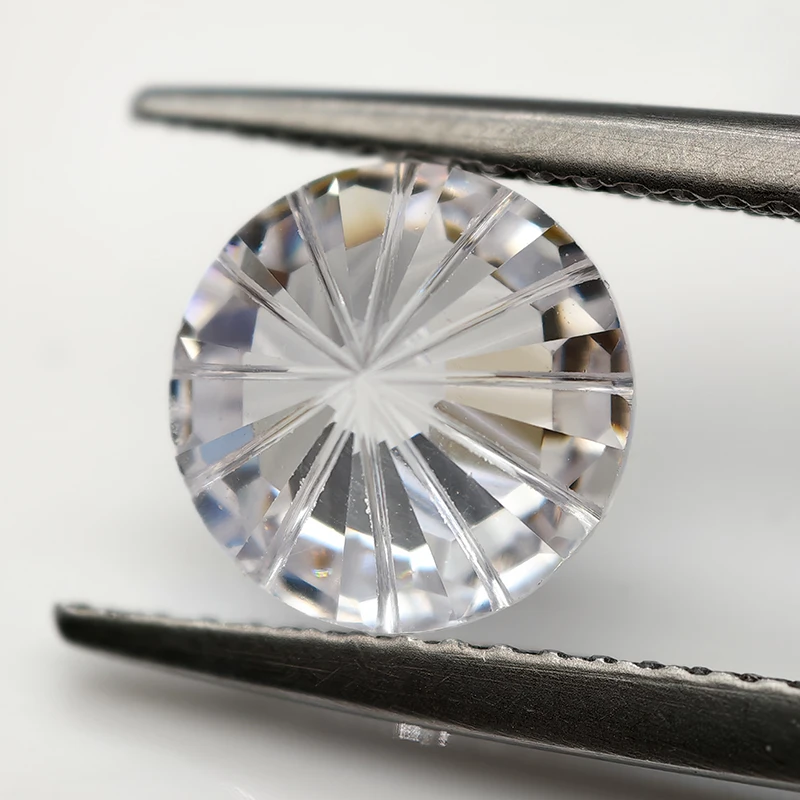 New White 5.0-12.0mm Round Pyrotechnic Cut Cubic Zirconia Stones Loose Gemstone for Jewelry Making