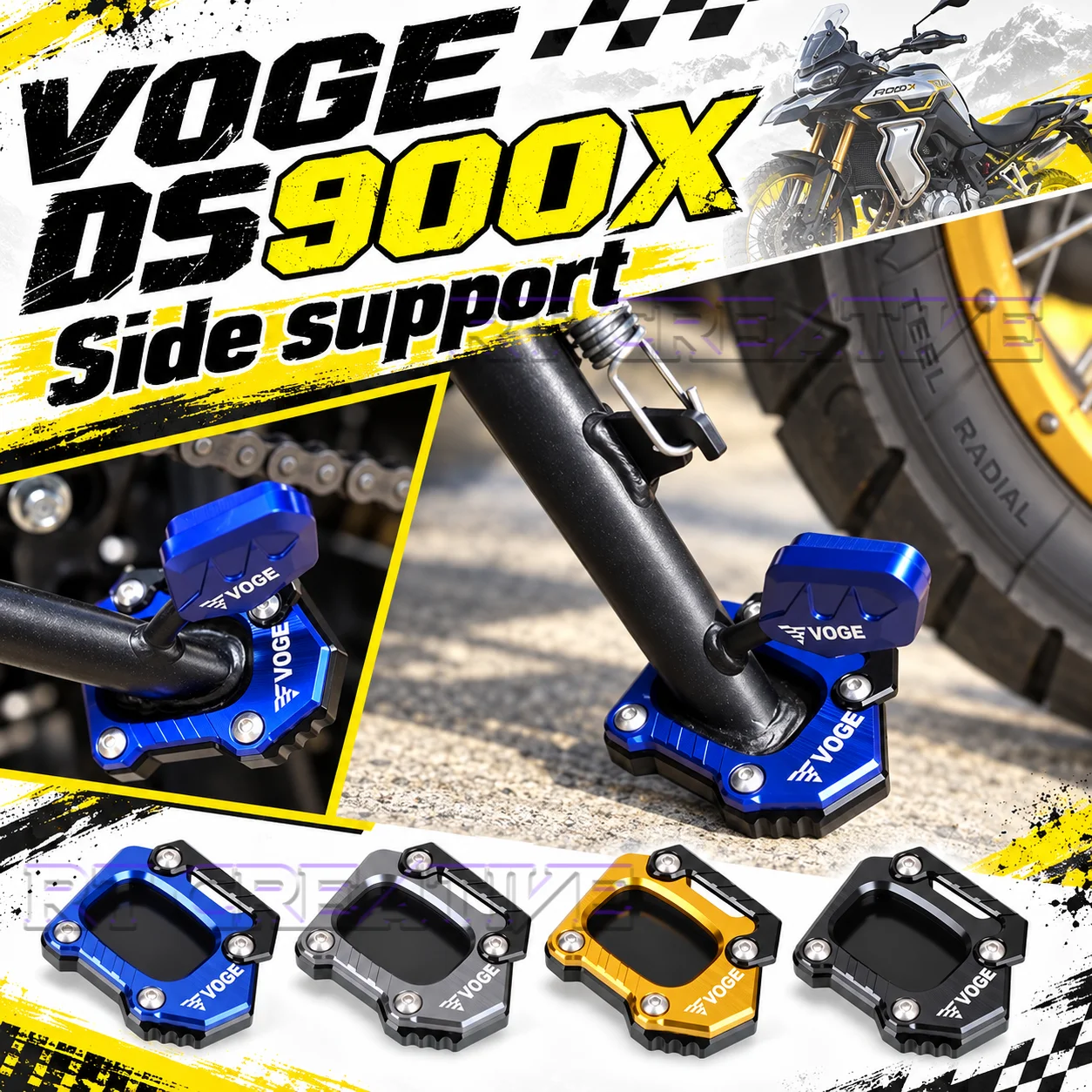 Anti-slip Side Kickstand Enlarged Base Extension Auxiliary Support For VOGE DS900X DS525X Motorbike