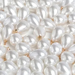 10 Pcs Imitation Pearl Drop Pendant Environmentally Friendly Highlight ABS Gold DIY Earrings Crafts Zipper DIY Making Findings