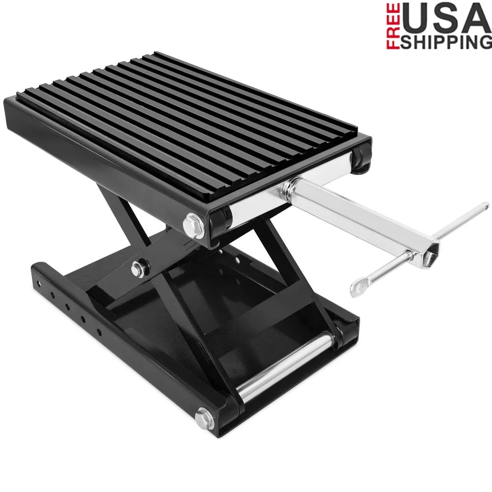 1300 LBS Motorcycle Jack Lift Anti-Slip Pad Safety Pin Carbon Steel Portable Maintenance Stand Dual Stability Adjust Height