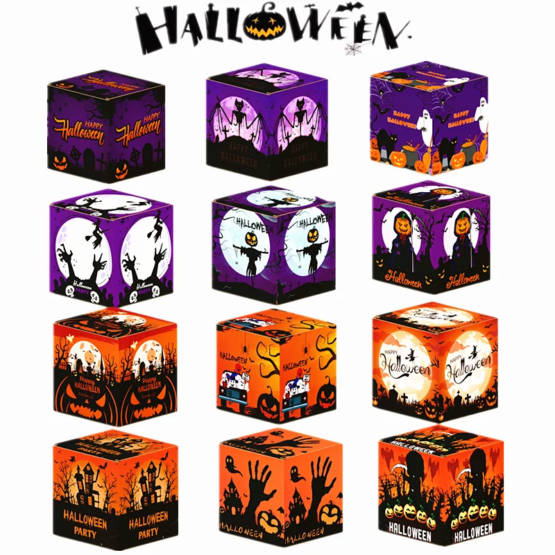 

6pcs Halloween Candy Gifts Boxes Cartoon Ghost Pumpkin Cookie Snack Box Trick Or Treat Kids Gift Halloween Party Decors Supplies