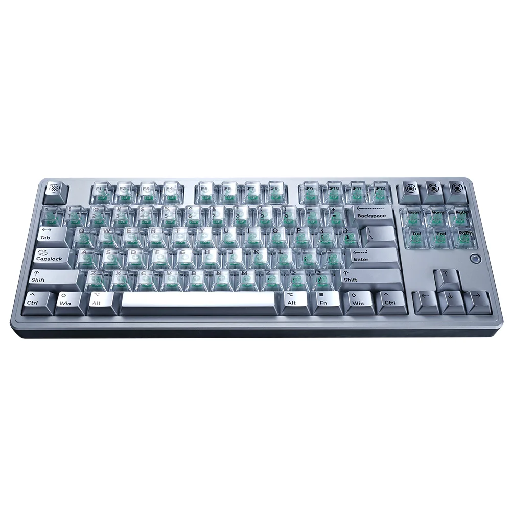 White and Silver PC Translucent Keycaps, 192 Keys Cherry Profile Flowing Silver Theme Keycaps for MX Switch Mechanical Keyboards