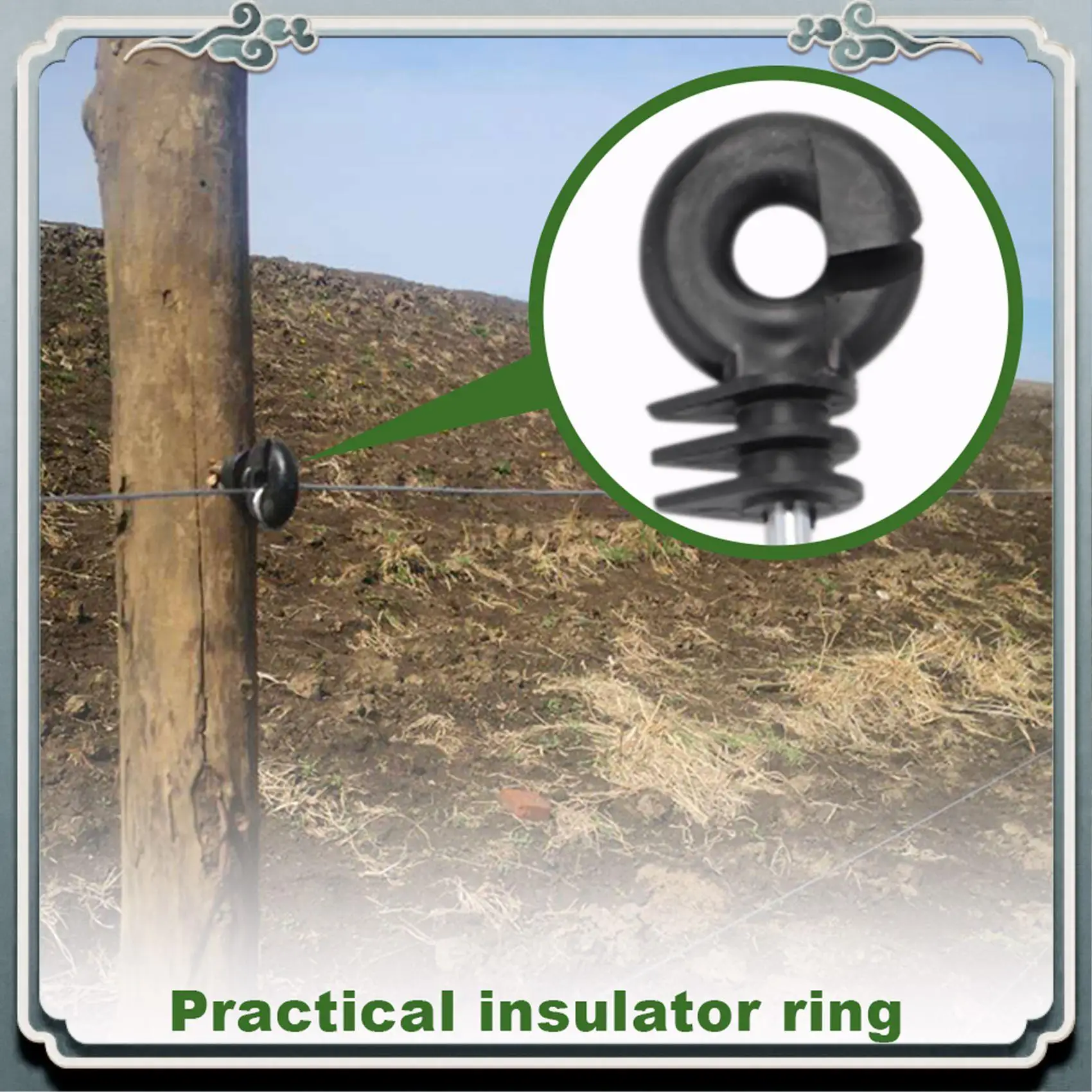 Durable 25 PCS Electric Fence Distance Insulators, Plastic Ring Insulators Long Distance Screw For Wooden Post