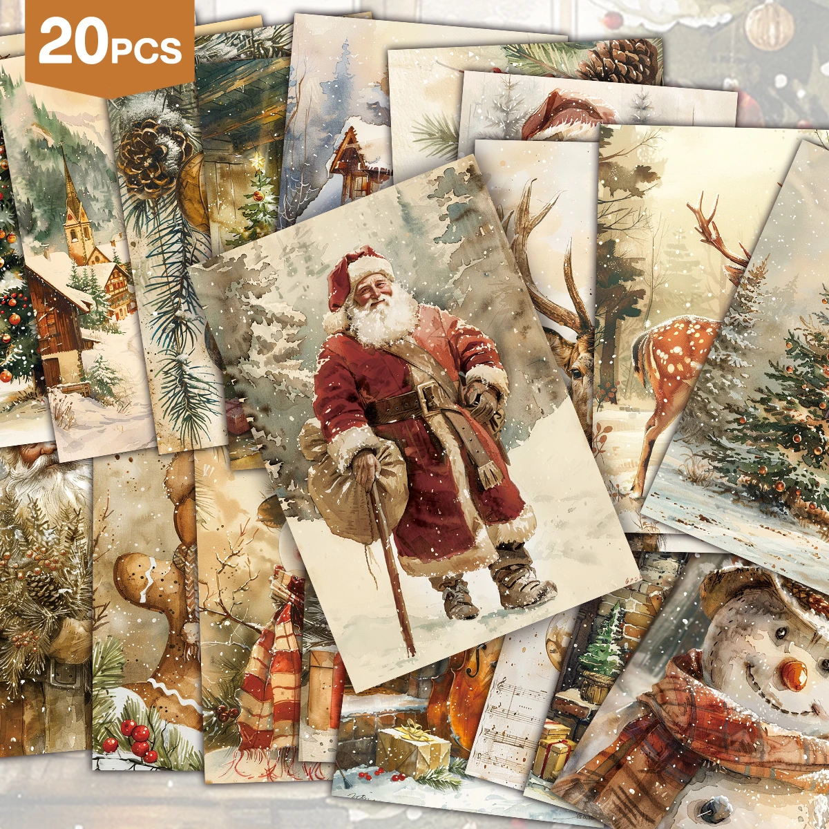 20pcs Magical Christmas Atmospheres Art Cards,Postcards&Stationery Card For Holiday,Home Office Room Decoration,Collectible Gift