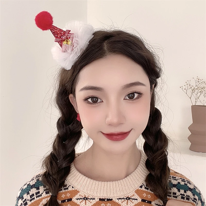 Christmas Hair Clip Santa Hat Elk Ear Hair Decor Women Girl Snowman Hairpin Xmas Party Barrettes for Kids Cosplay Headwear 2025