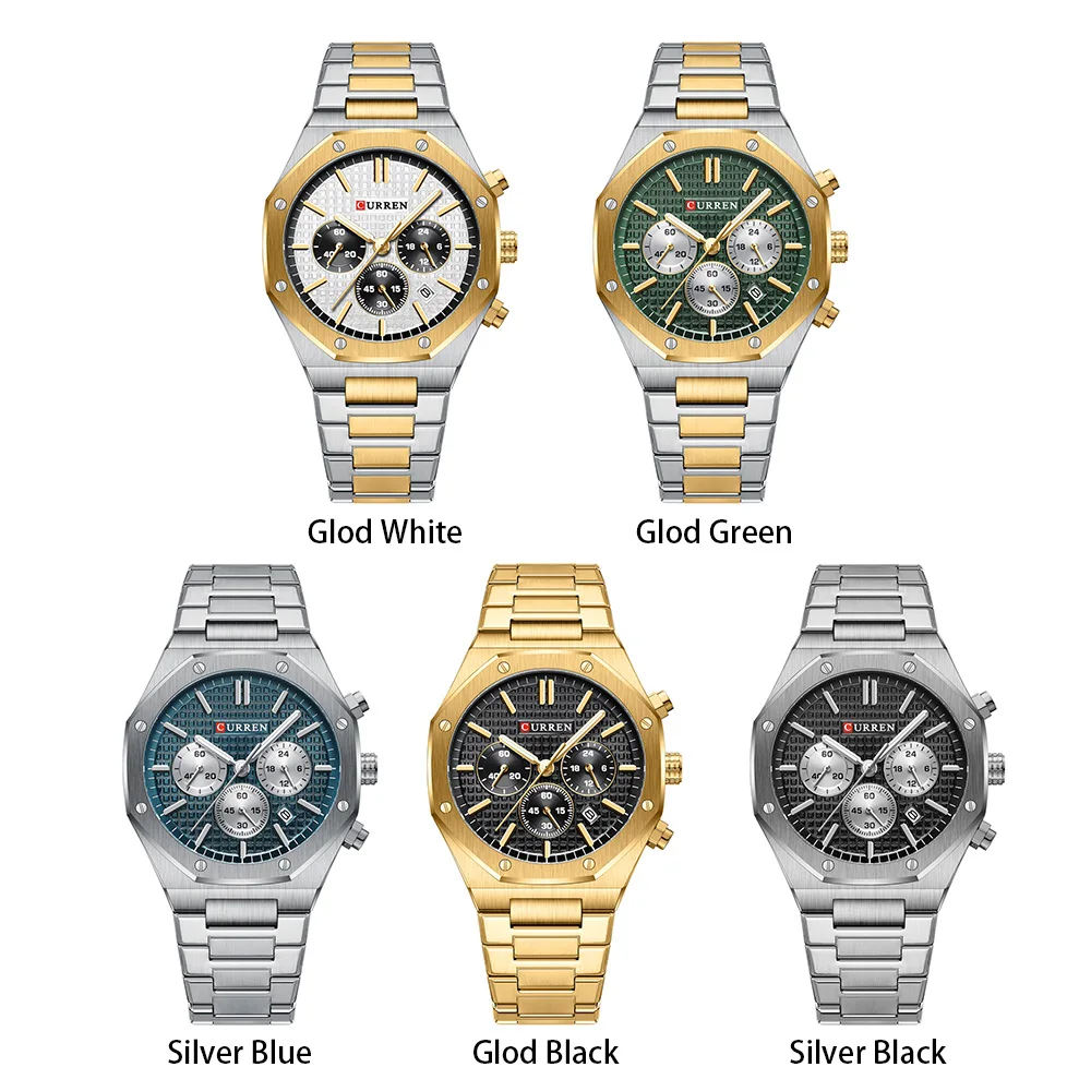 Curren 8440 Men Watch Business Militray Wristwatch 6-Hand Chronograph Quartz Casual Fashion Luxury Relogio Masculino