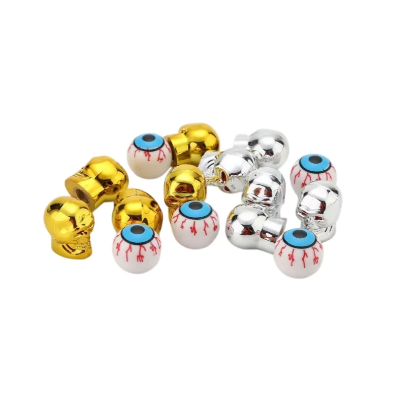 4Pcs Universal ABS Tire Valve Caps Halloween Spooky Skull Eyeball Design For Schrader Valve Auto Motorcycle Bike
