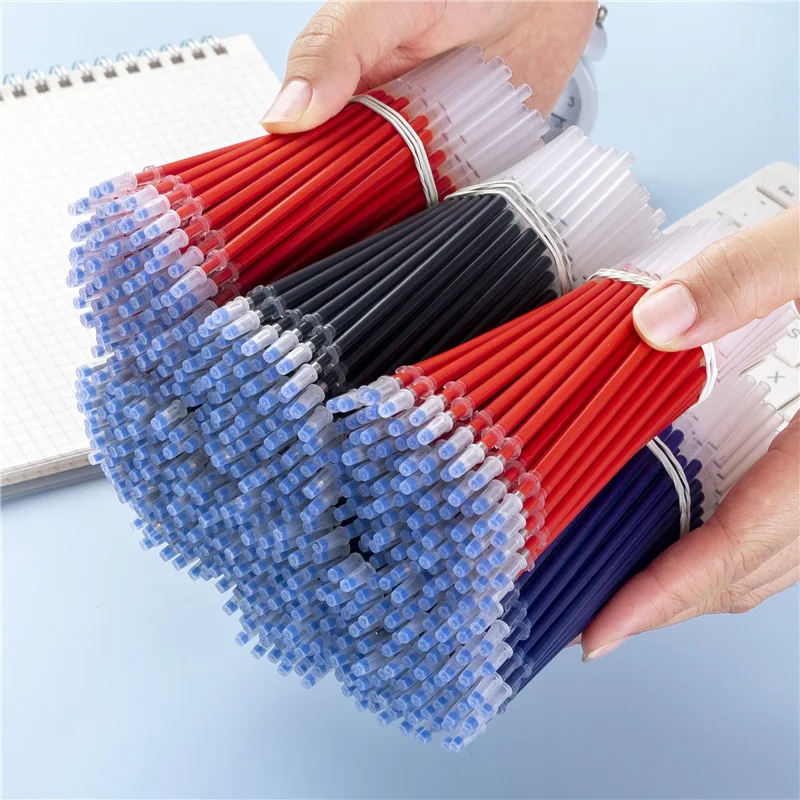 

100pcs/Lot 0.5mm Gel Pen Erasable Pen Refill Rod Set Blue Black Red Ink Shool Teacher Handle Student Writing Stationery Supplies