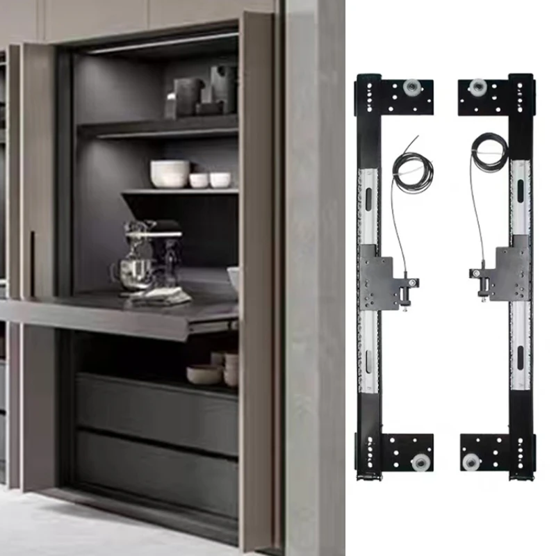 Wardrobe cupboard hidden slide rail folding side-mounted   telescopic slide rail swing door push-pull full