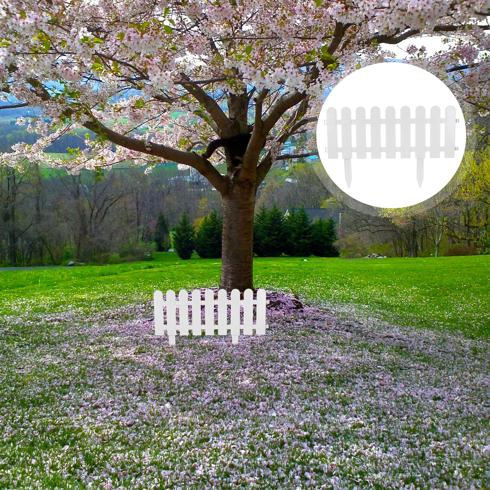 

4 Sets Plastic Garden Decorative Lawn Border Panels Ground Stakes Durable White For Yard Patio Park Courtyard Decoration Edge