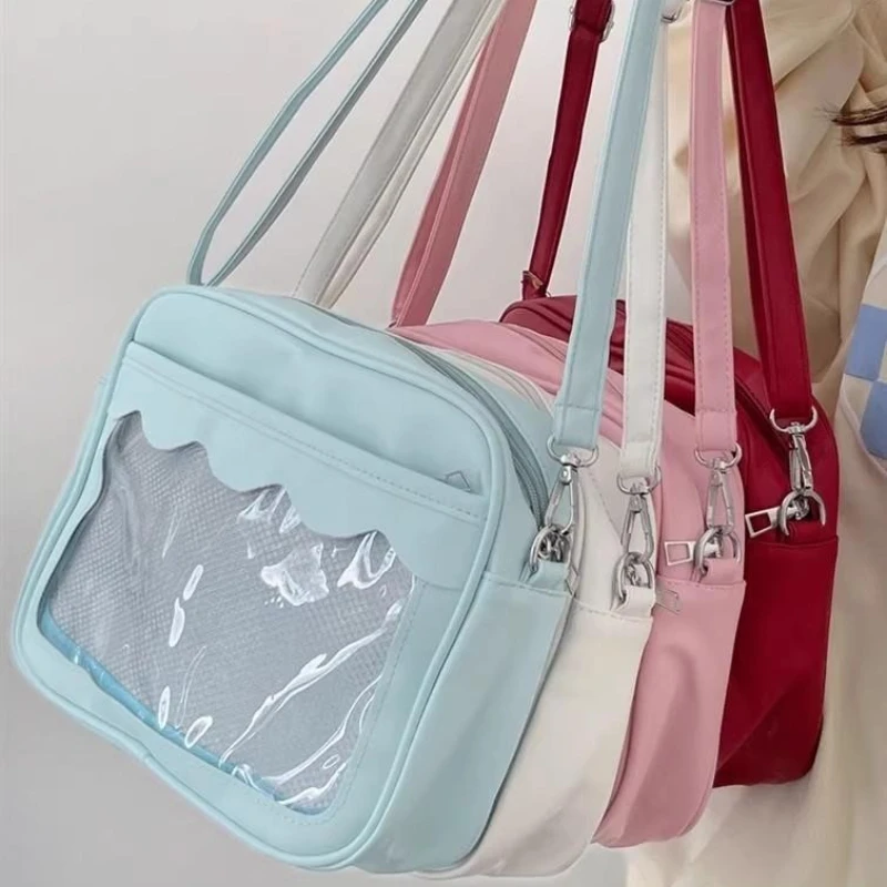 

Japanese Style PU Anime Transparent Single Shoulder Cross Body Women Bag Small Appetite Pain Bag Versatile Simple Daily Pain Bag