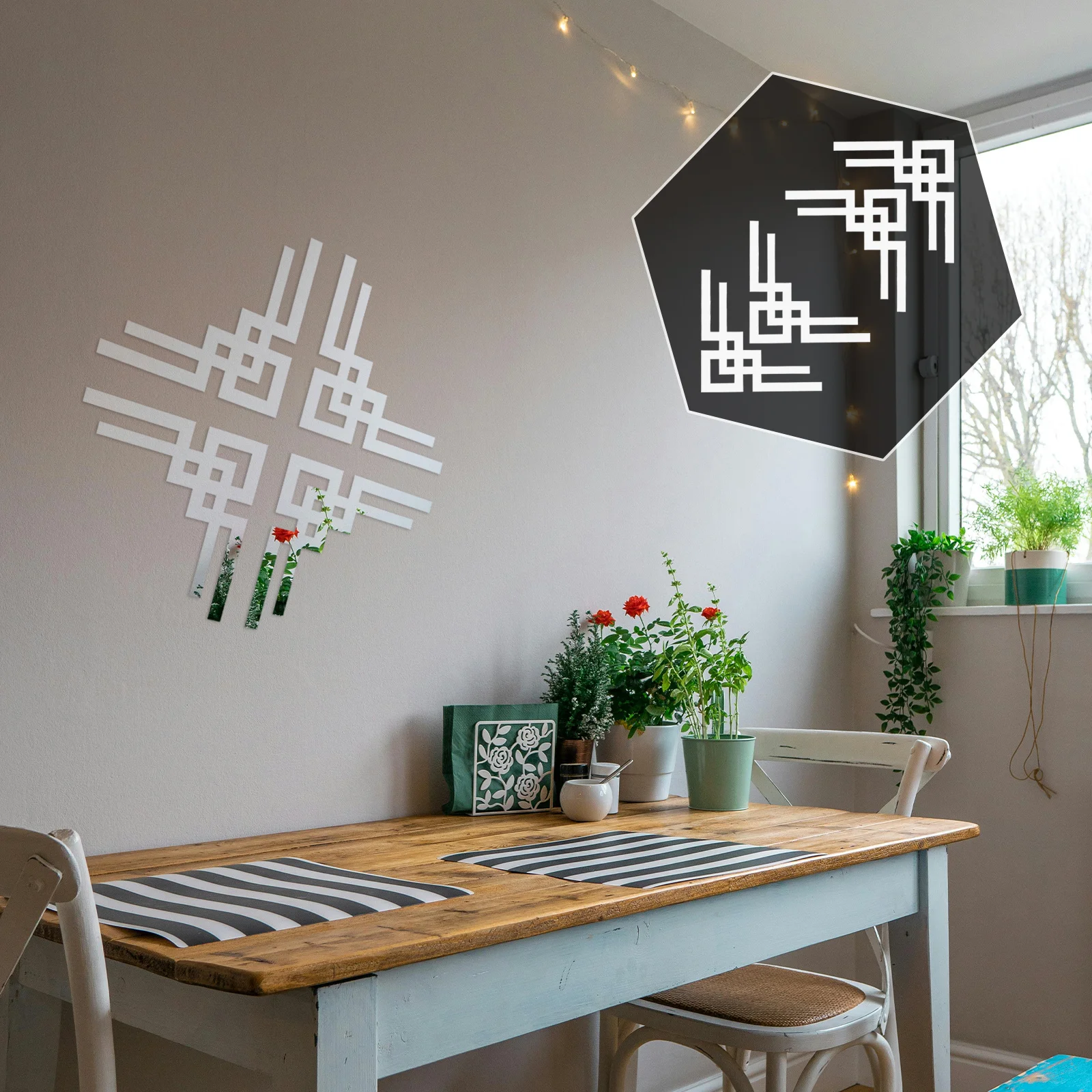 

4Pcs Corner Applique Mirror Stickers Acrylic Hollow Design Removable Peel Stick Wall Decals for Living Room Bedroom Cabinet