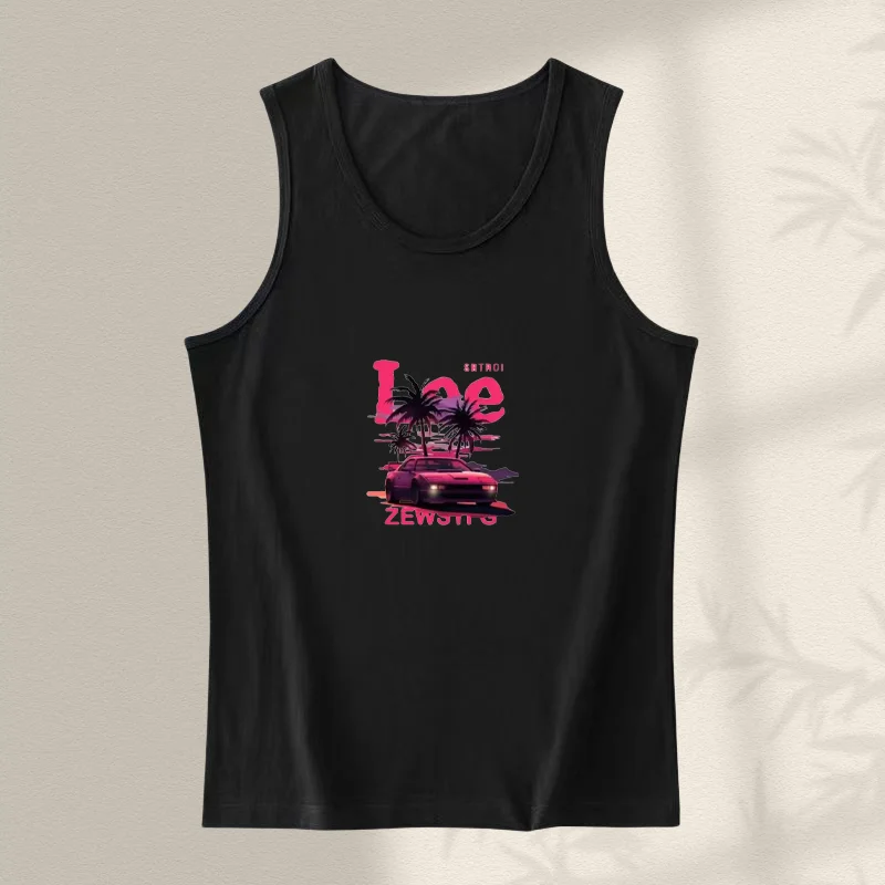 

2025 New Women's Vest Korean Version Fashionable Round Neck Casual Slim Fit Round Neck Printed Tank Top Base