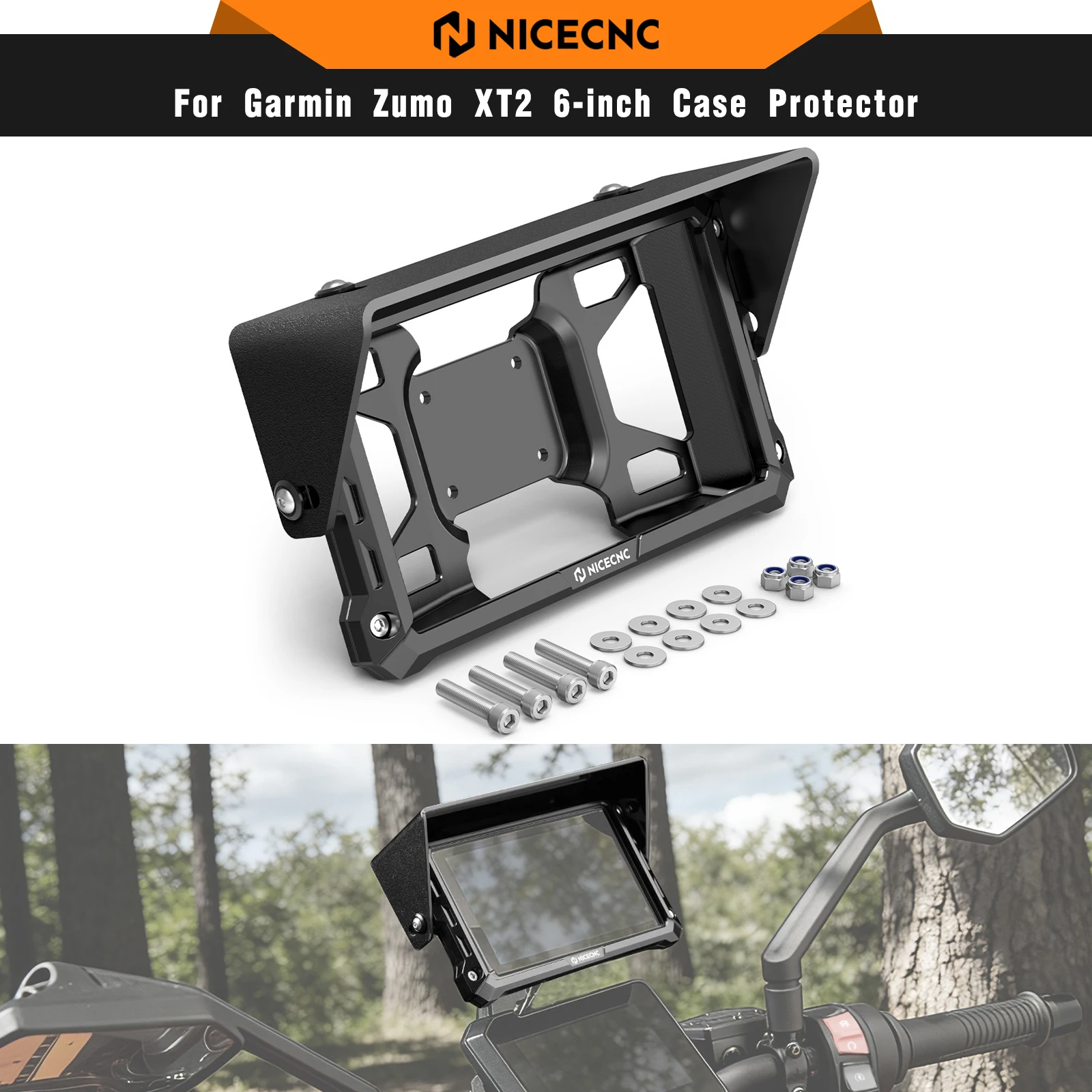 

NICECNC Protective Case + Adjustable Sun Visor Kit For Garmin Zumo XT2 6" Devices