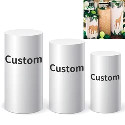 Personalize Custom Covers for Pedestal Stand Elastic Fabric Cylinder Plinths Backdrop Photograph Birthday Party&Wedding Decor.