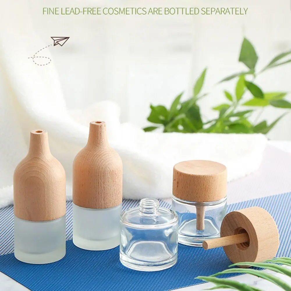 Aromatherapy Bottle Perfume Bottles Reed Diffuser Vase Essential Oil Solid Wood Empty Jar Glass