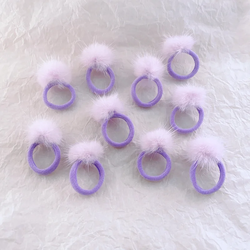 Pompom Elastic Hair Ties Flurry Ball Ponytail Holder Head Rope Faux Rabbit Fur Hair Accessories