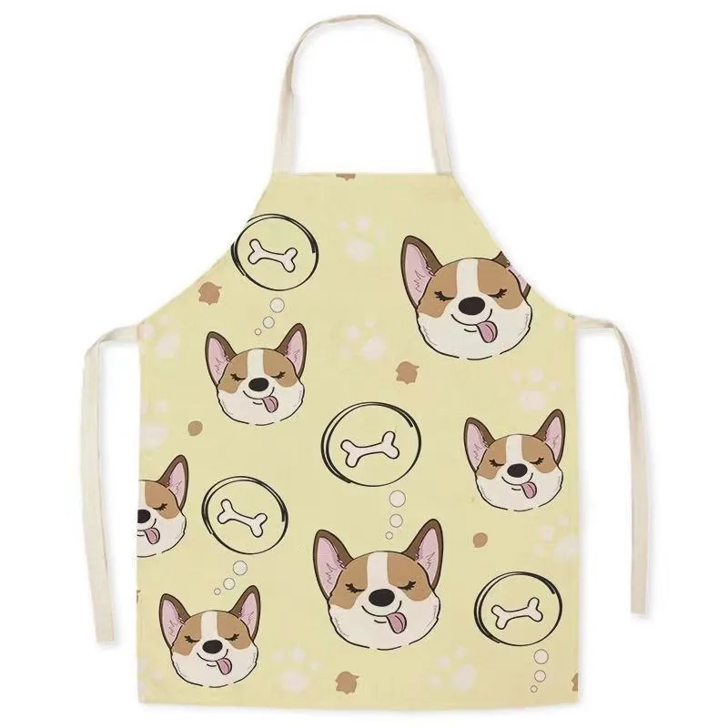 Cartoon Cute Dog Bib Adult Household Cleaning Linen Apron Children\'s Sleeveless Kitchen Cooking Baking Apron