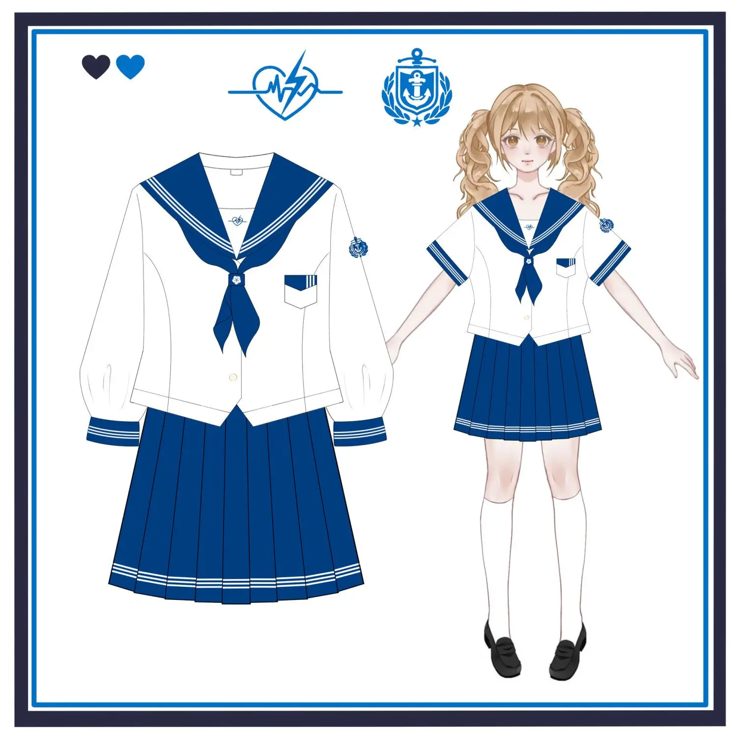 Abito da marinaio uniforme Vita da donna Manica corta Manica lunga Stile giapponese Stile college Abito basic Due colori Gioco di ruolo Scuola