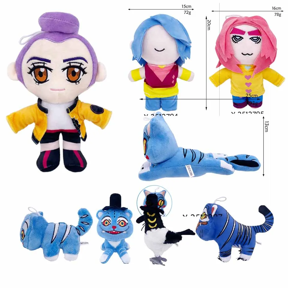 ***Anime Kpop Demons Hunters Plush Cute Purple Tiger Black Hat Magpie With 3 Eyes Monster Hunt Girl Group Stuffed For Fans Gifts