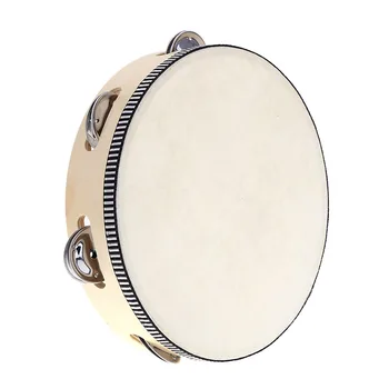 8 Inch Handheld Tambourine with Metal Jingles Percussion Drum Early Education Instrument Musical  Gift for Kids Students Mini
