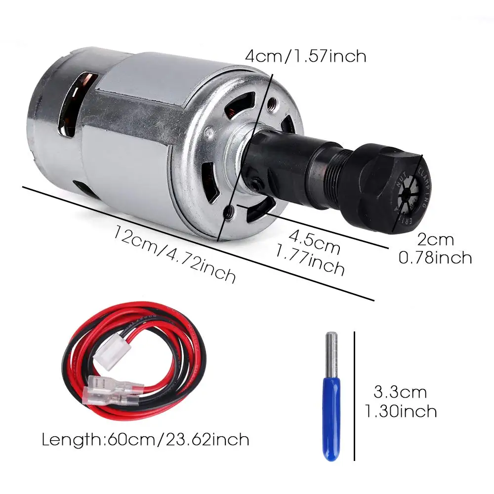 12V-24V Spindle Motor 20000 RPM 775 DC Motor Mini Electric Motor Double Ball Bearing Large Torque High Power for DIY Parts 3018