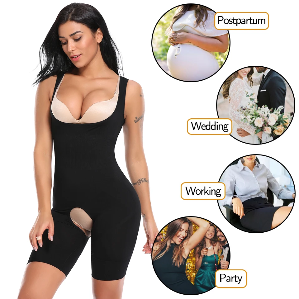 Women Shapewear Postpartum Bodysuits Corrective Underwear Slimming Full Body Shaper Waist Trainer Bodysuit Fajas Colombianas