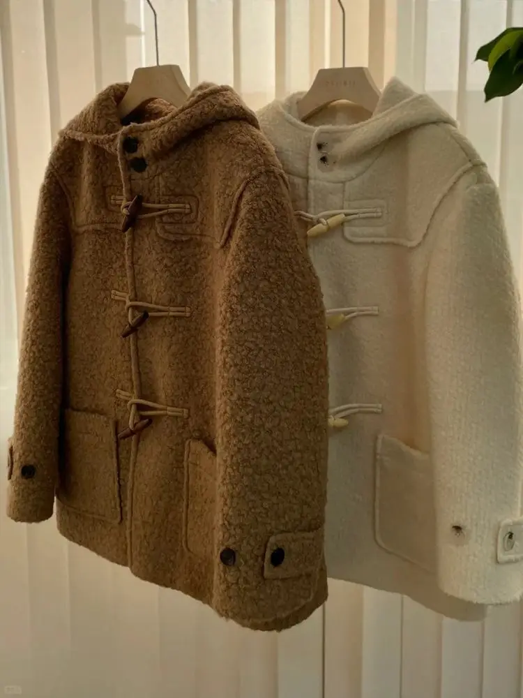 Advanced Brown Hooded Thick Coat For Women, 2026 Autumn And Winter New Style, This Year'S Popular Lamb Fur Coat