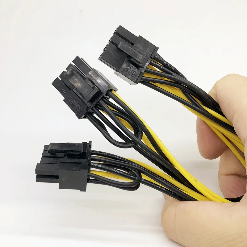 بطاقة الرسومات 8pin ذكر إلى GPU PCIE Dual 2x8(6+2)pin ذكر PCI-Express Y الفاصل مينر GPU كابل إمداد الطاقة الحبل 18AWG 20 سنتيمتر