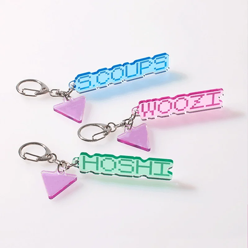 KPOP Idols WONWOO HOSHI Acrylic Name Keychain High Quality Double Sides Printing Keyrings MINGYU WOOZI JOSHUA DK Fans Collection