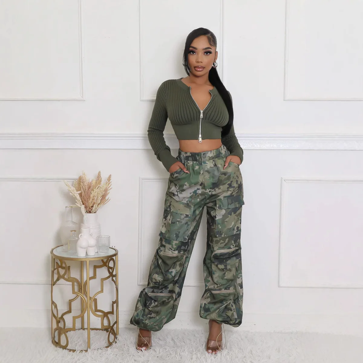 Long Pant Women Camouflage Cargo Pants High Waist Straight Trousers Y2k Streetwear Casual Loose Maxi Splice Pockets Party Club