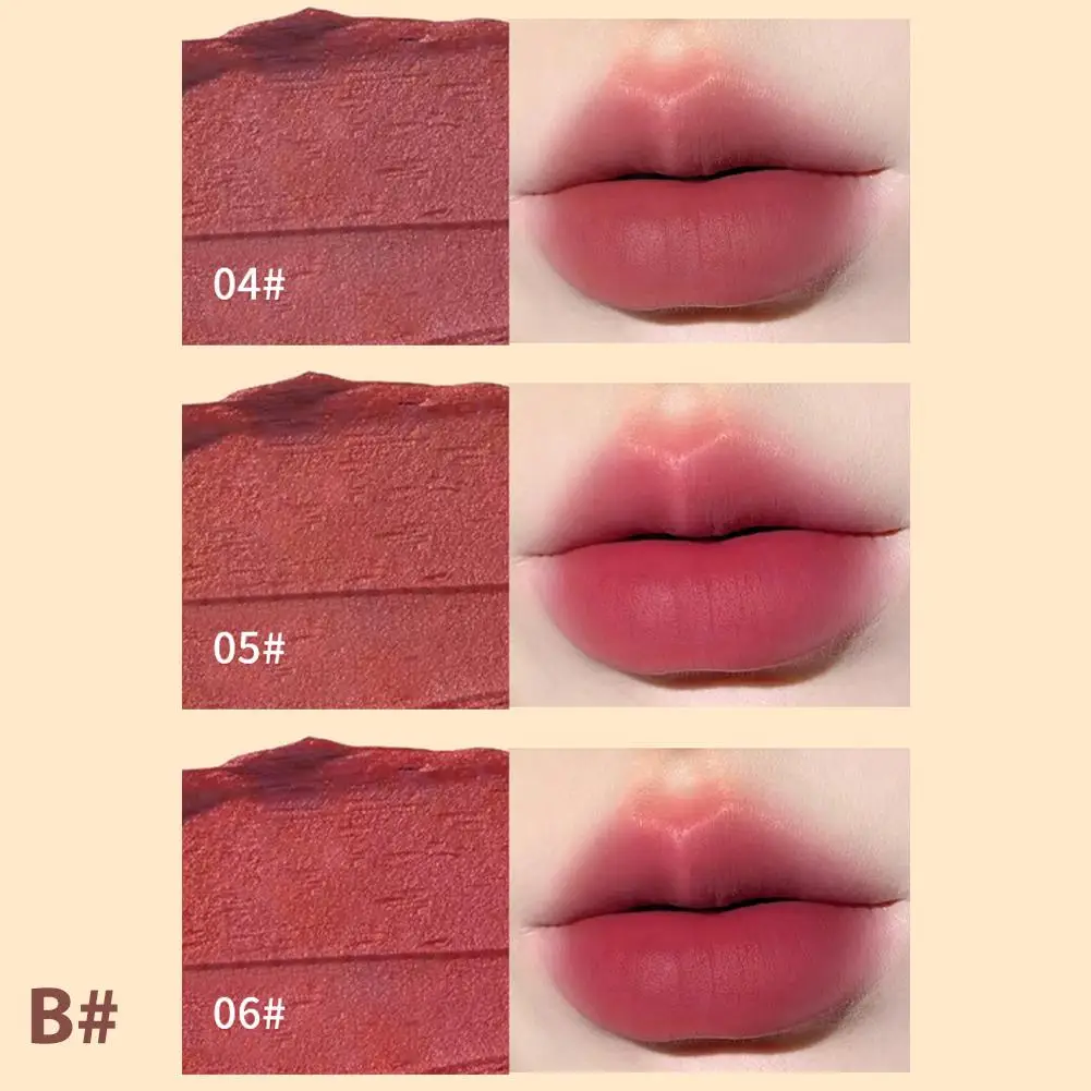3 Teile/satz Weiche Matte Seidige Flüssigkeit Lippenstift Mousse Samt Herbst/Winter Mädchen Lip Schlamm Dunkelrot Braun Lip Tint make-up Kosmetik