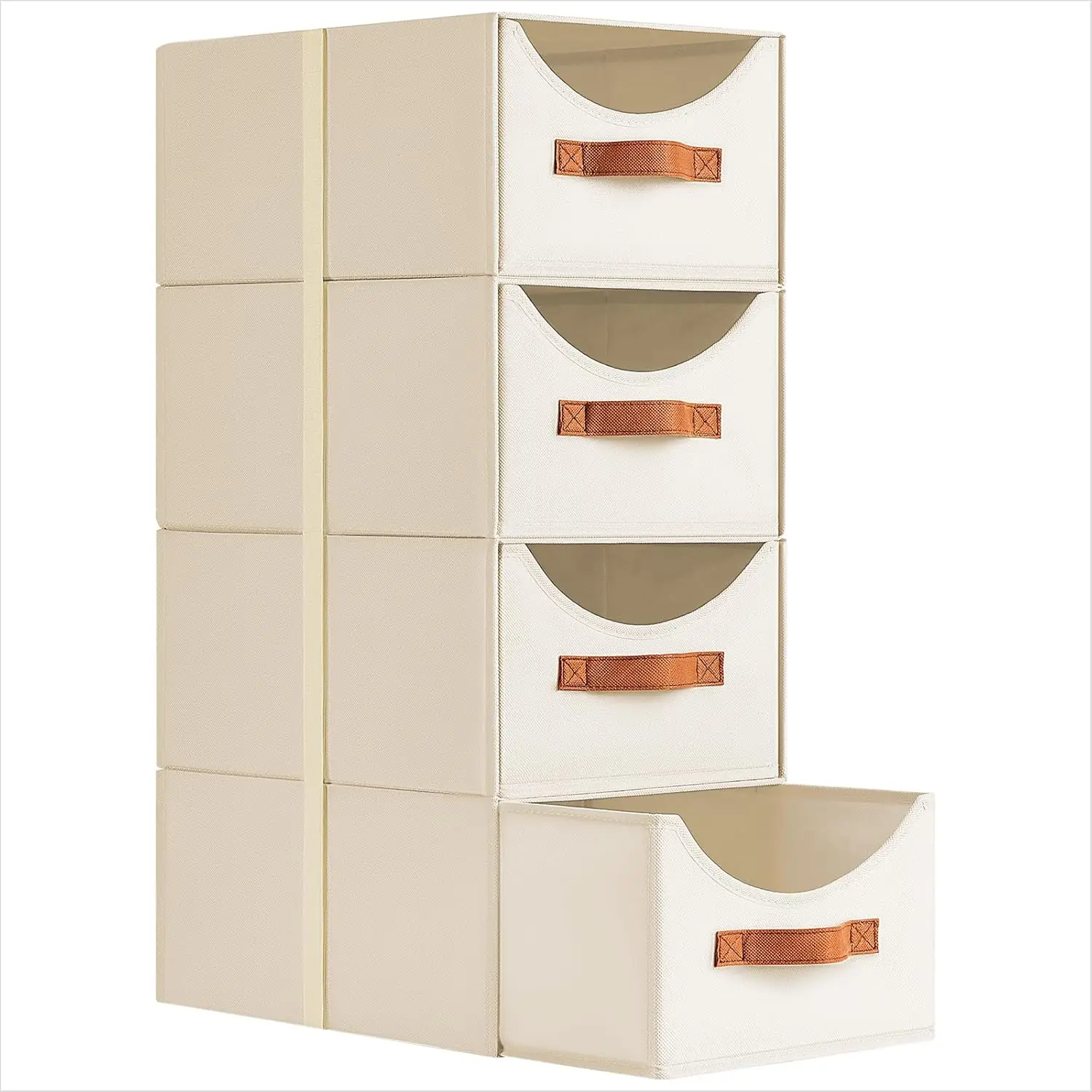 

Stackable Storage Drawers - Collapsible Storage Bins with Drawers, 4 Pack Closet Shelf Organizer Basket, Fabric Pull Out Orga