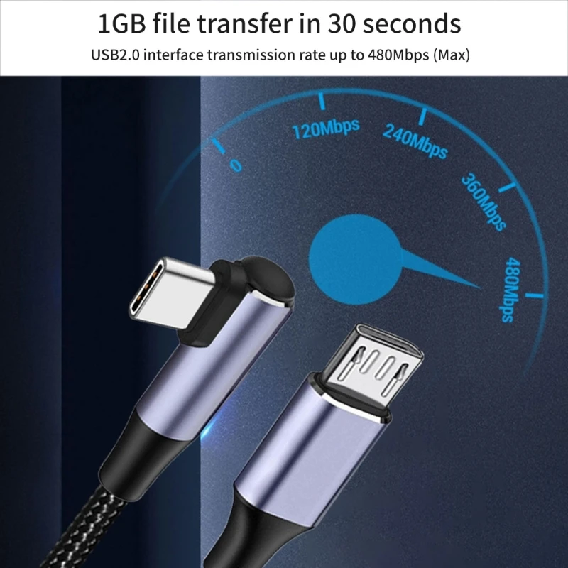 Flexible Type C to Micro USB Data Cable High Speed Charging Seamless Data Transfer Fast Sync for Tablet Dropship