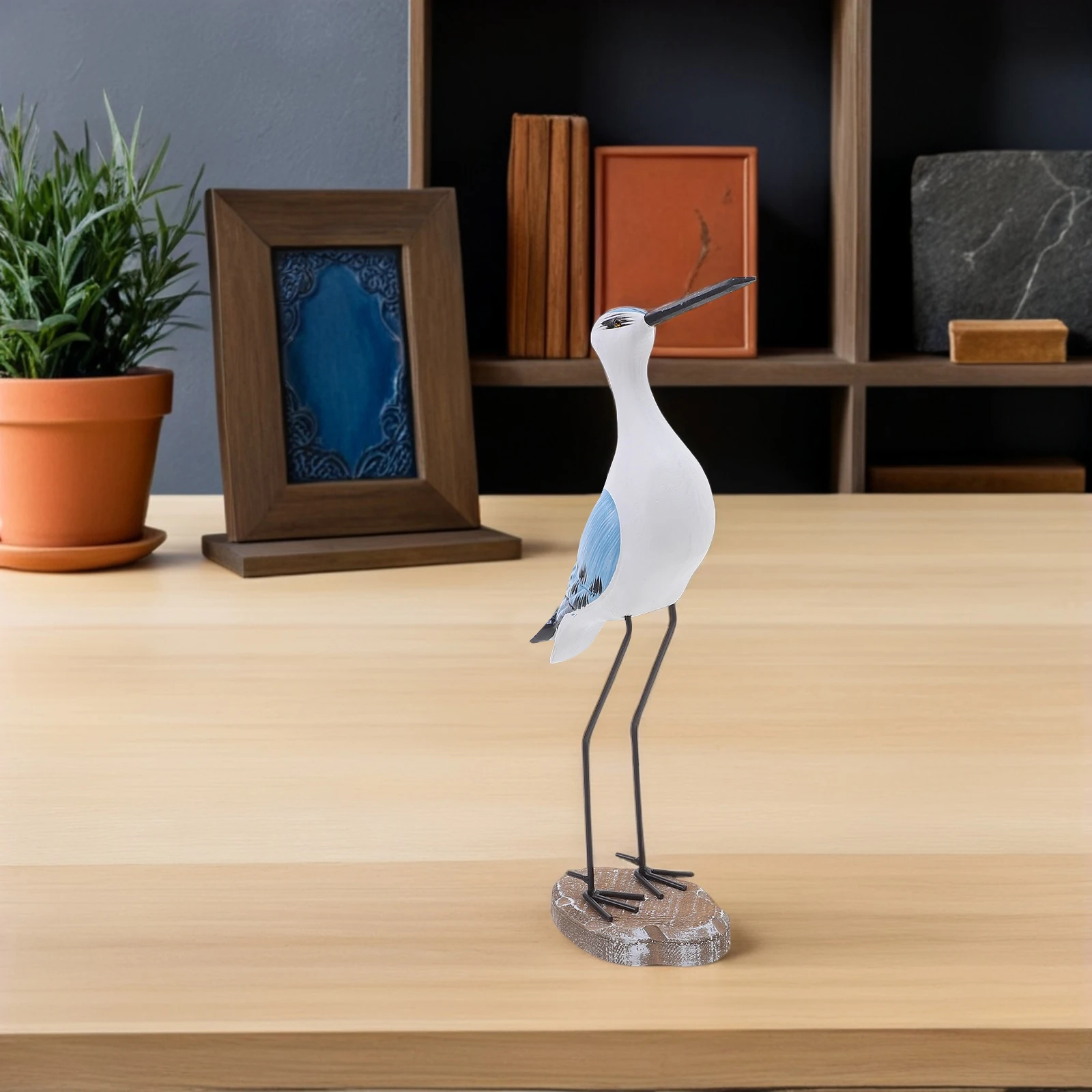 

2Pcs 12 13in Hand-Carved Wood Seagull Decor Nautical Coastal Centerpiece Tabletop Mantel Shelf Decoration Wood Seagull