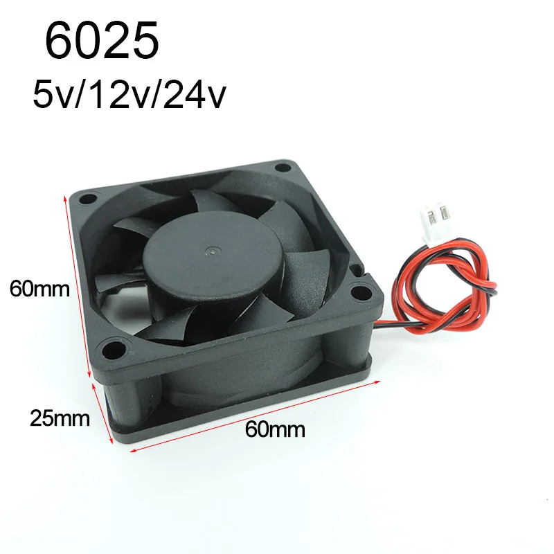 6025 DC5V 12V 24V Cooler Fan 60x60x25mm Brushless Machine Equipment DC Motor Cooling Fan XH2.54 2Pin Reprap 3D Printer Parts M20