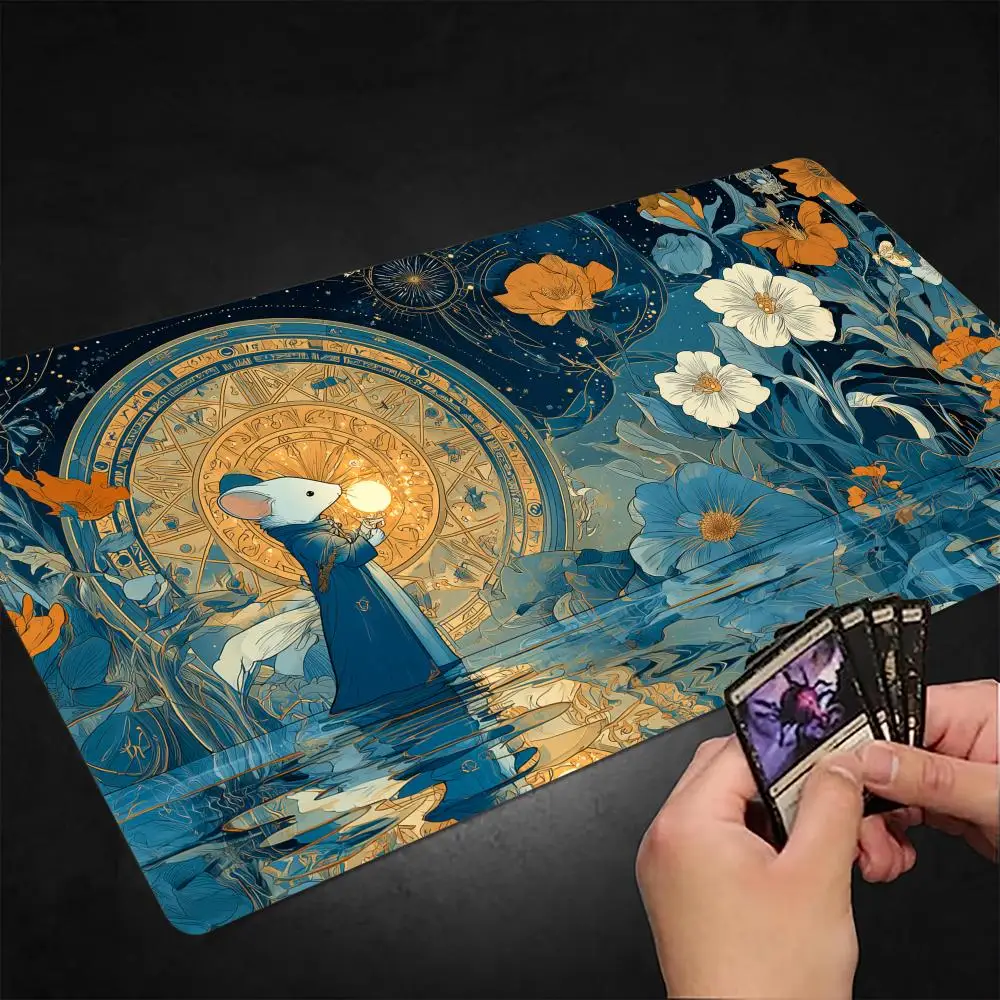 

Mysterious Rat Wizard MTG Playmat Magic Card Mat with Stitched Edge Non-Slip Durable Tabletop playmat Board Game Mat for TCG