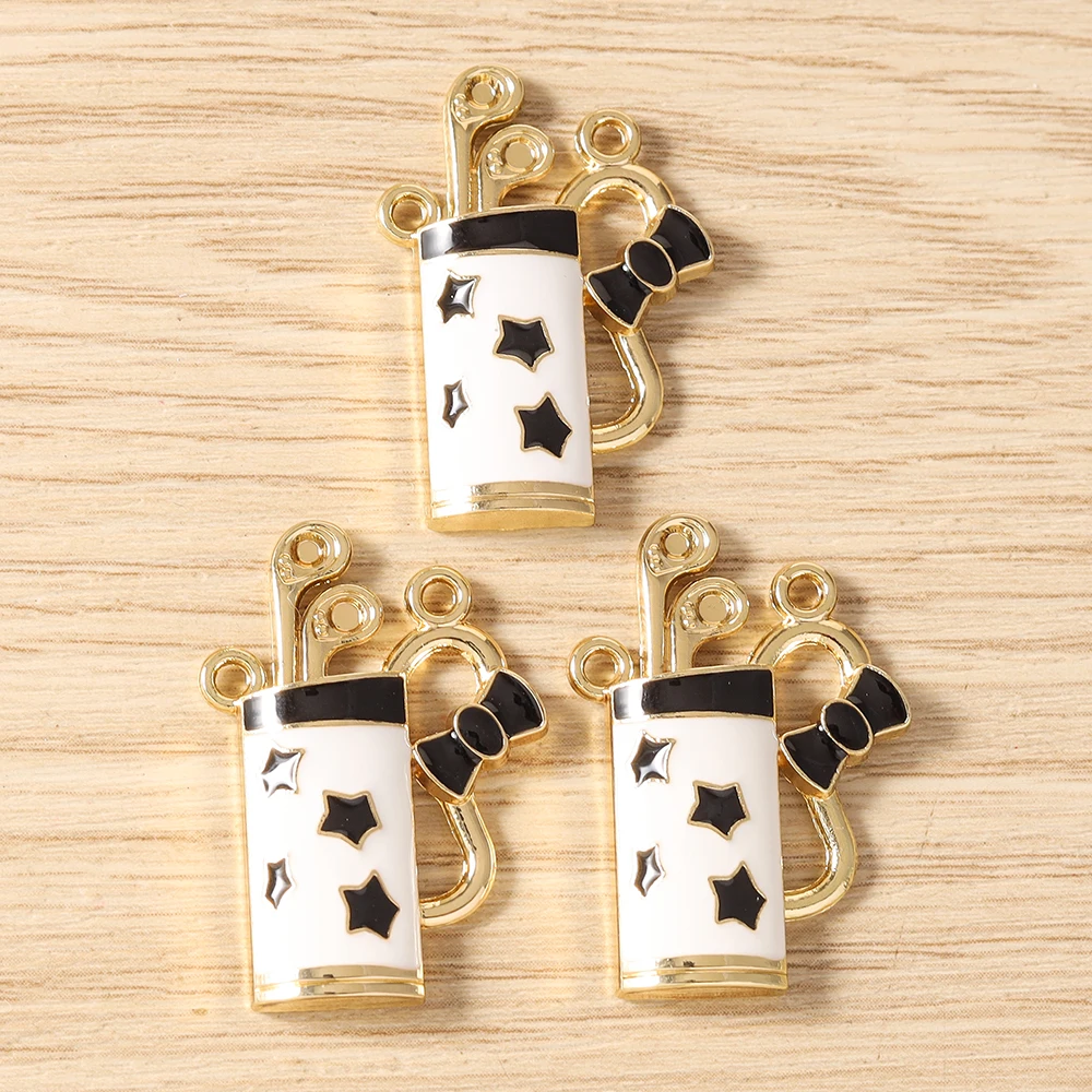 Tusember 10 Stück Niedliche Emaille-Sportgold-Club-Anhänger für Ohrringe, Halsketten, Armbänder, DIY-Schmuckherstellungszubehör – Detail 8