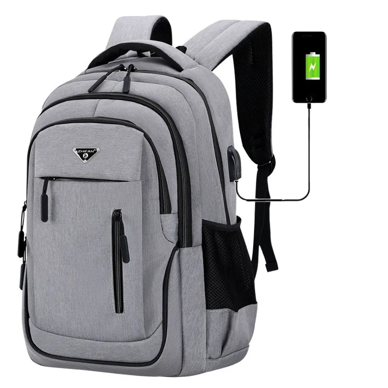 Sac à dos pour hommes, chargeur USB, grande capacité, multicouche, fendu, loisirs, mode, voyage en plein air, sport, affaires, sacs d'école