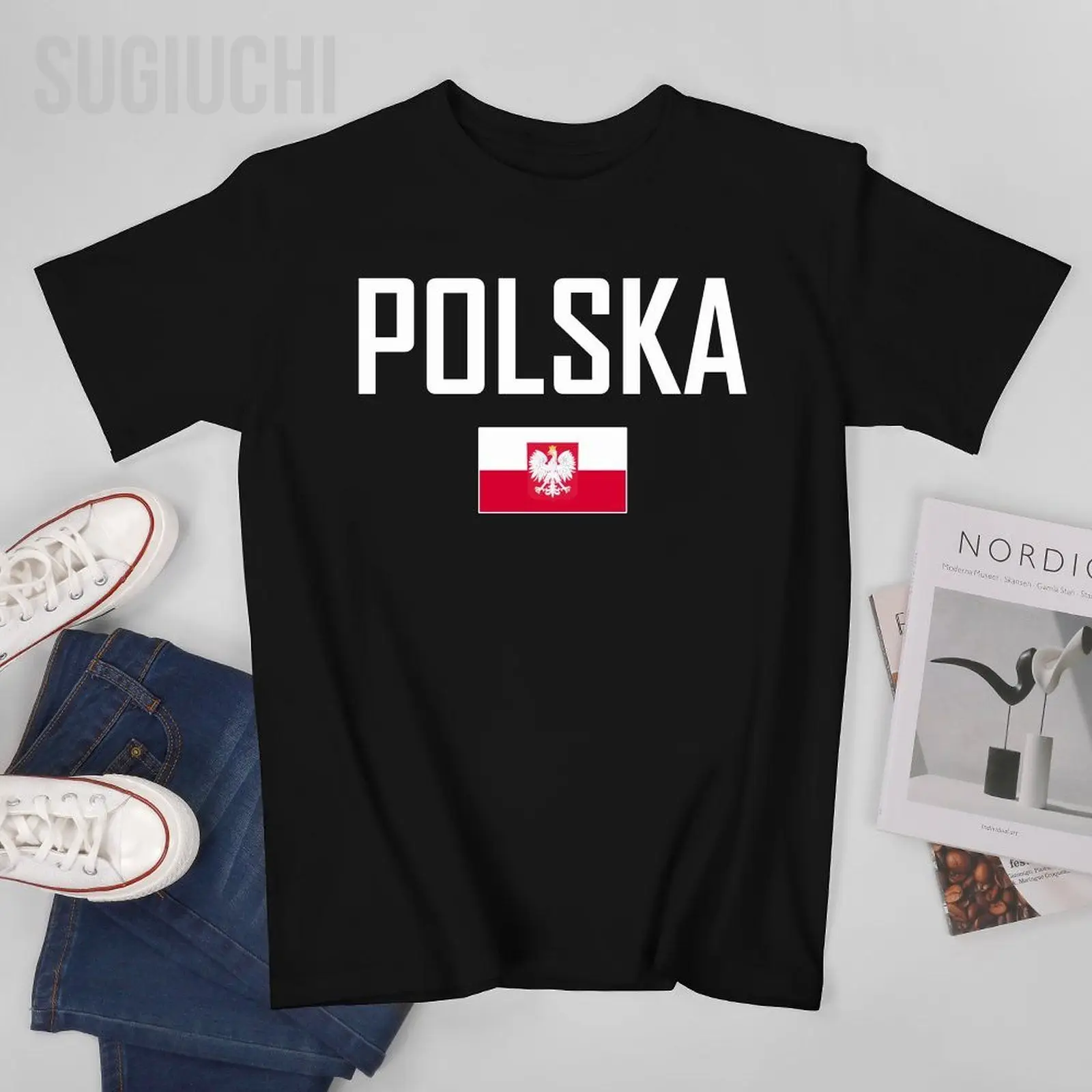 Unisex Men Tshirt Poland POLSKA Flag And Font Tees T-Shirt O-neck T Shirts Women Boys 100% Cotton Clothing More Color